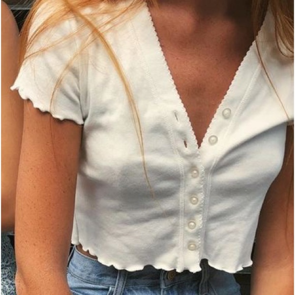 button up white brandy Melville top